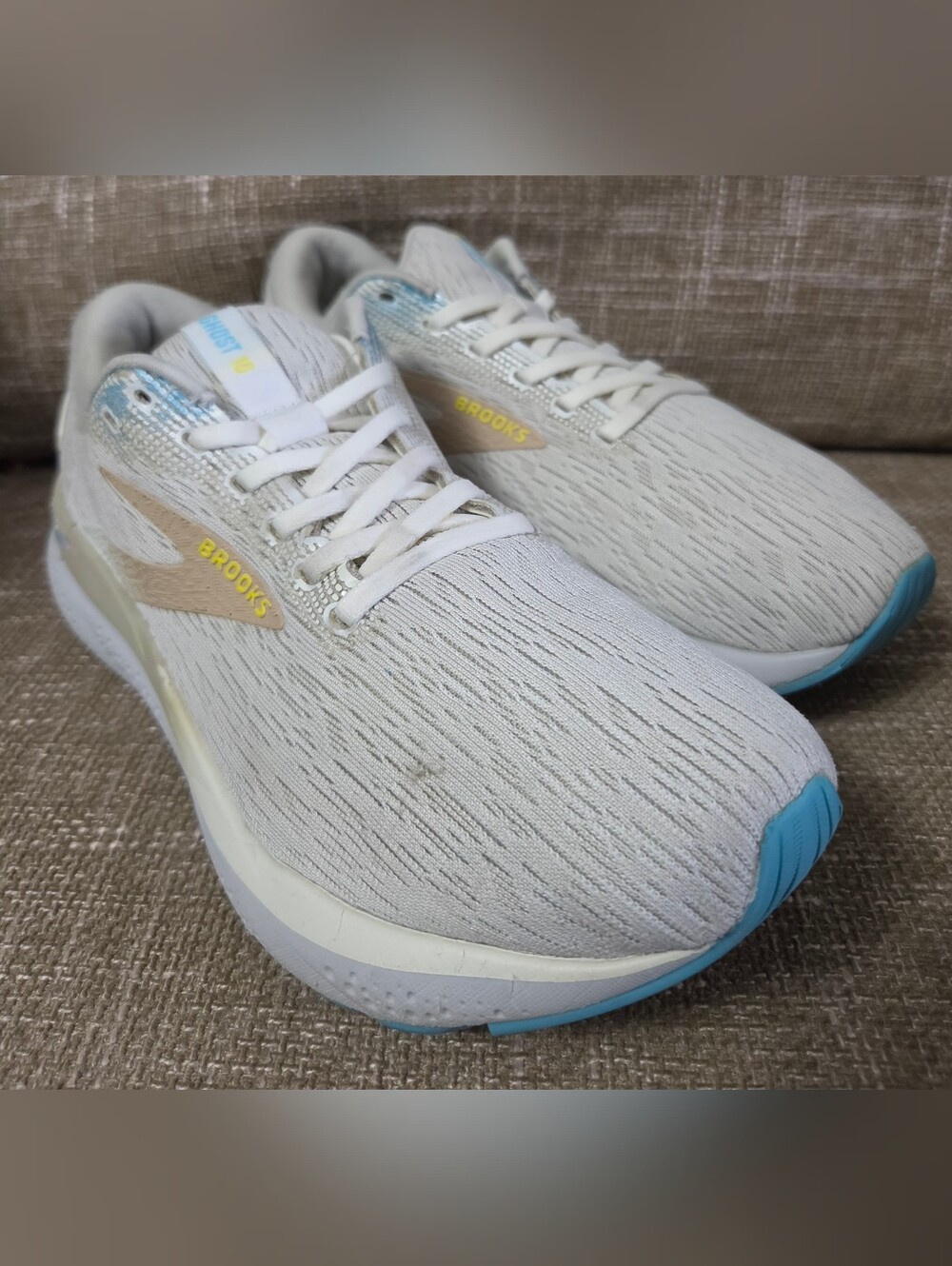 Brooks Ghost 16 Men's Running Shoes Size 8 Medium D Coconut White Blue 1104181D1